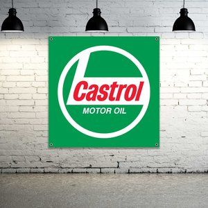 CASTROL Motoroil Logo Vinyl Banner 3ft.x3ft. Sign Oil Change Mechanic Car Garage